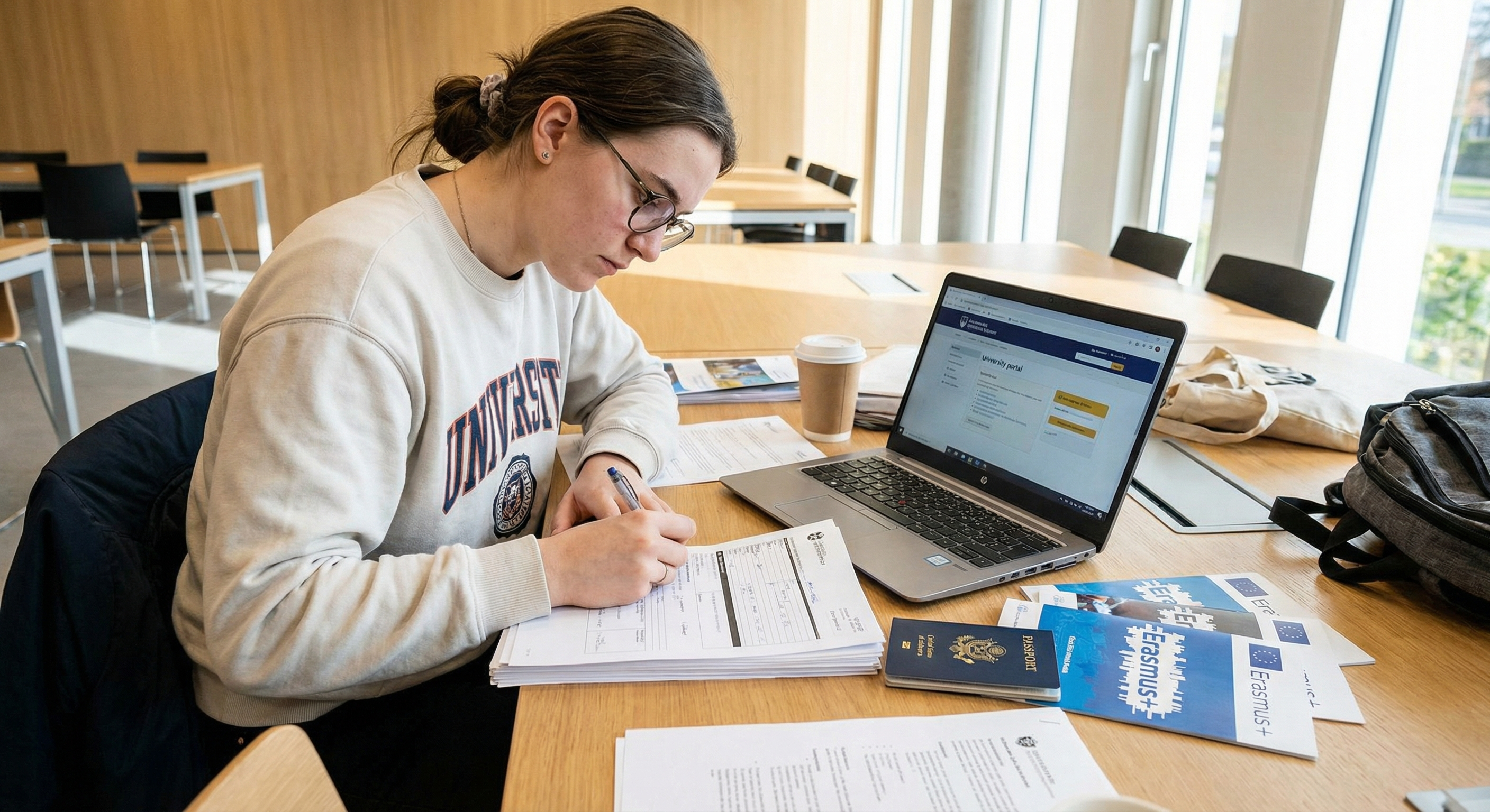 étudiant BTS prépare dossier candidature Erasmus