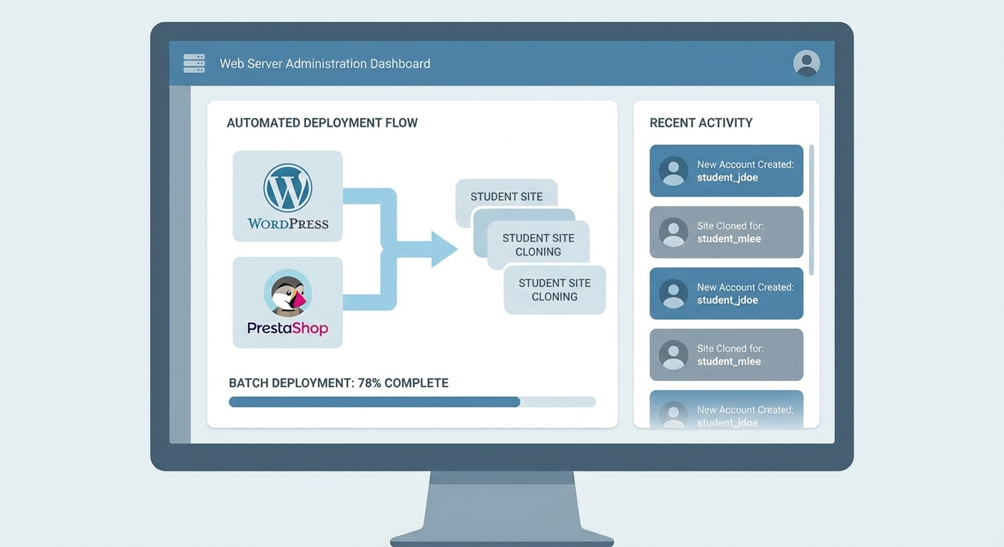 WHM Manager - Déploiement automatisé de sites WordPress et PrestaShop pour étudiants BTS NDRC