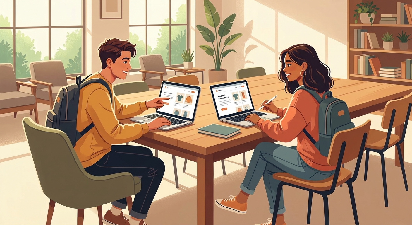 Étudiants BTS NDRC travaillant sur un site e-commerce en salle de classe