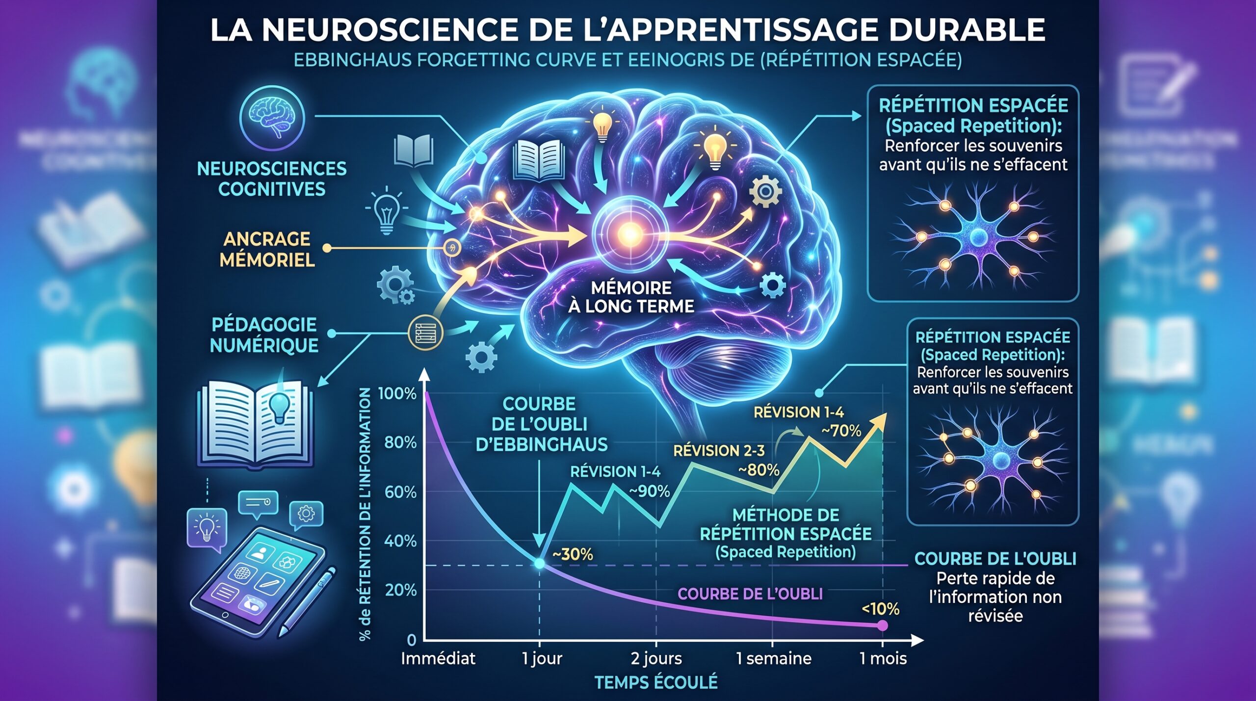 micro-learning ancrage mémoriel assisté par l'IA - courbe de l'oubli Ebbinghaus répétition espacée